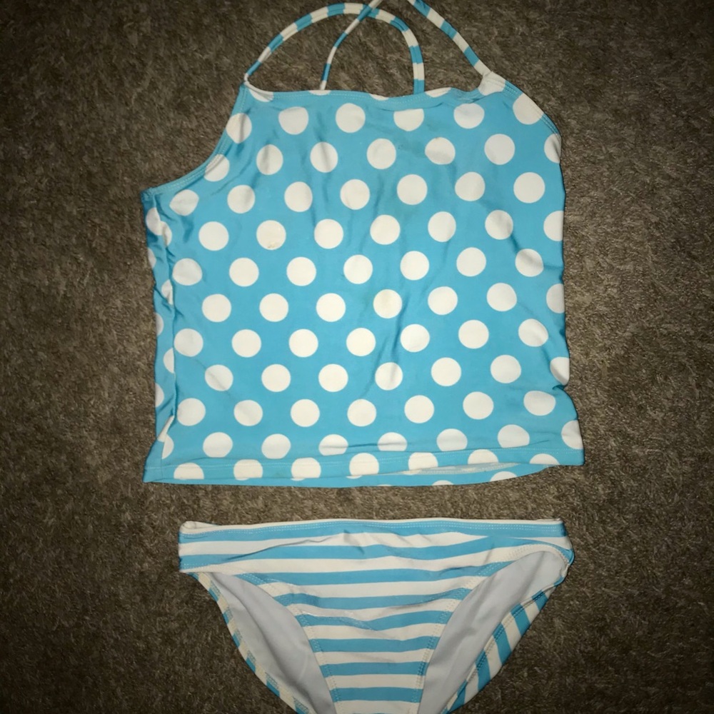 Polka dot blue & white swimsuit
